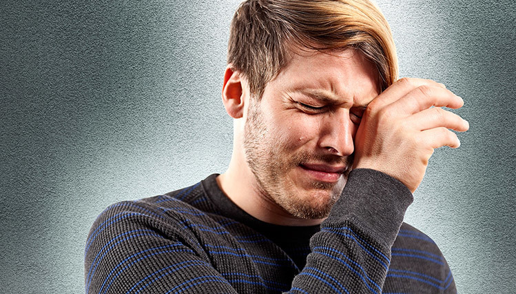 insecure unconfident man crying