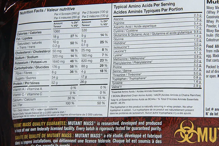 mutant mass ingredients